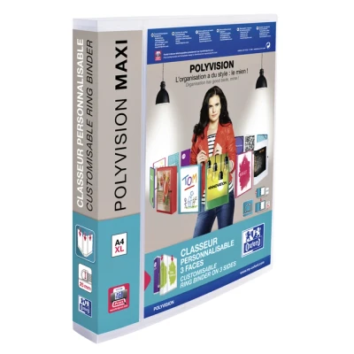 Afbeelding van Presentatieringband Oxford Polyvision Maxi A4 XL 4 rings D mech 25mm transparant
