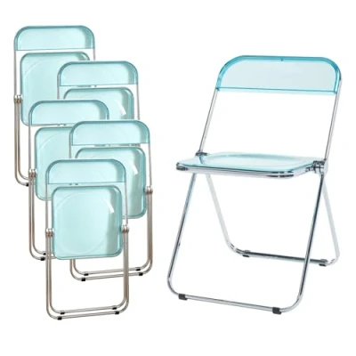 Afbeelding van Klapstoel set van 6 Pornainen 74x46x47 cm lichtblauw transparant [en.casa]