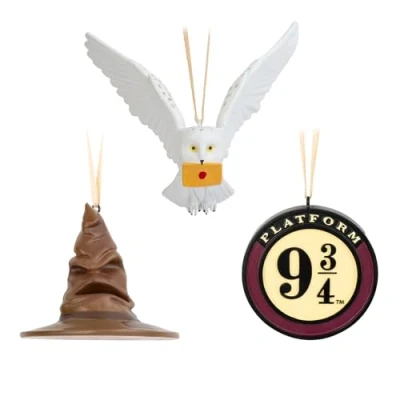 Afbeelding van Grupo Erik Kerst Decoratie Harry Potter Set decoratieve kerstballen 3 stuks (Platform 9 3/4, Hedwig en Sorting Hat)
