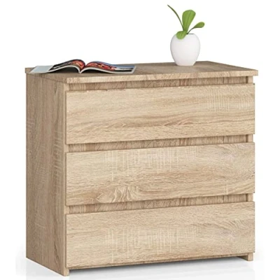 Afbeelding van AKORD Commode CL 3 met laden voor de woonkamer slaapkamer kast kantoor werkkamer modern functioneel design 60 x h 57 d 35 cm, gewicht 26 kg Sonoma eiken