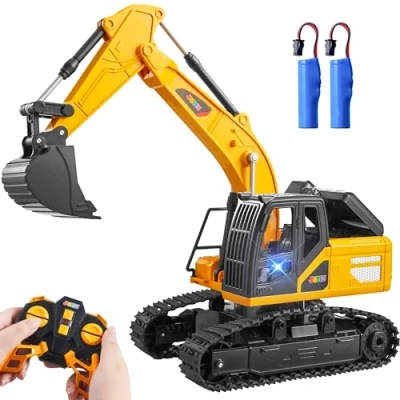 Afbeelding van JOYIN Afstandsbediening graafmachine RC tractor speelgoed voor jongens, 2,4 GHz met licht, bouwvoertuigen auto jongens 3 4 5 6 7 8 12 jaar oude