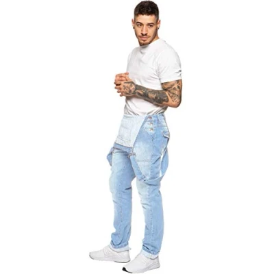 Afbeelding van 989Zé ENZO Heren Denim Jeans EZD390 Designer Katoen Tuinbroek Overalls Heavy Duty Taille Maten 30 50, Bleekmiddel, 30W / 32L