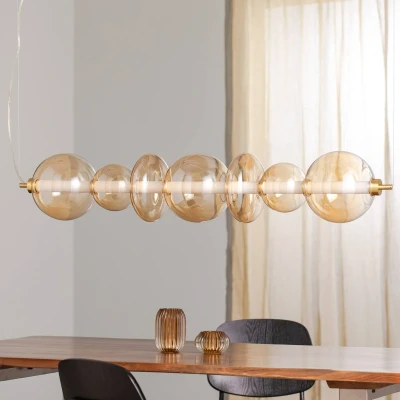Afbeelding van Eko Light Hanglamp Daphne, amber transparant glas, lengte 118 cm