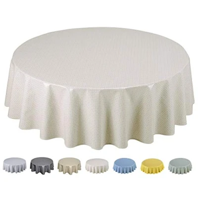 Afbeelding van Home Direct tafelzeil, afwasbaar tafelkleed, rond 160 cm, beige