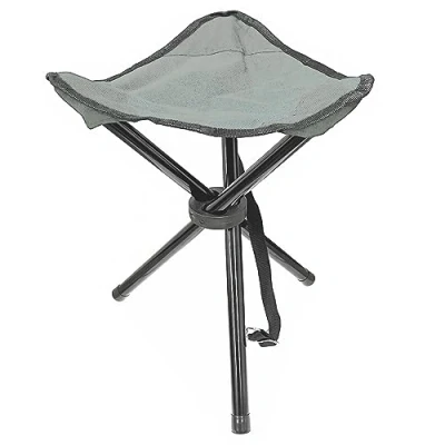 Afbeelding van Camping kruk vouwkruk viskruk incl. draagriem campingstoel driepootkruk 80 kg campingkruk opvouwbaar (grijs)