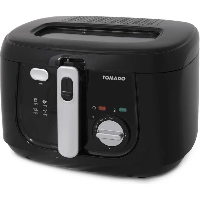 Afbeelding van Tomado TDF2501B Frituurpan 2,5 liter friteuse Anti reukfilter Koele behuizing 1800 watt Deksel met kijkvenster Zwart