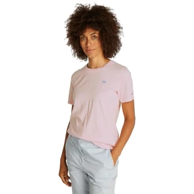 Afbeelding van Tommy Hilfiger Contrast FLAG TEE Tshirt basic, Dames, Maat: XL, Light pink