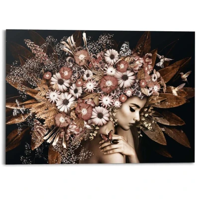 Afbeelding van Schilderij Bloemenrijkdom 100x140 cm Bruin Hout