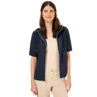 Afbeelding van Cecil Kurzarm Sweater met rits, Dames, Maat: Large, Blau