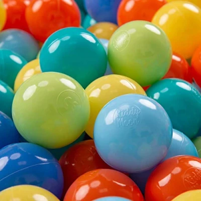 Afbeelding van KiddyMoon 100 ∅ 7cm kinderballen speelballen voor ballenbad baby plastic ballen made in eu, lichtgroen/oranje/turquoise/blauw/babyblauw/geel