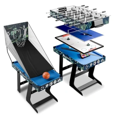 Afbeelding van Juskys Multi Speeltafel 5 in 1 104 x 58 73 cm Biljart / Tafelvoetbal Hockey Tafeltennis Basketbal Incl. Toebehoren