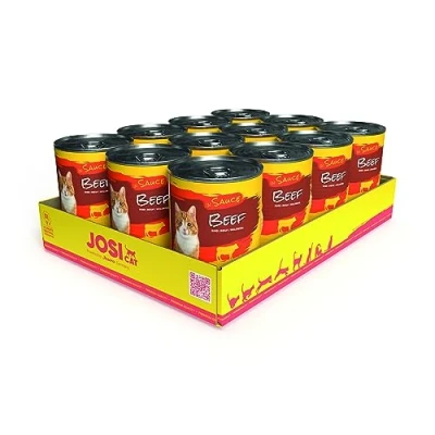 Afbeelding van JosiCat Beef in Sauce (12 x 415 g) fijn kattenvoer met rundvlees saus en vitamine D3 &amp; E premium natvoer voor volwassen katten volledig voer Powered by JOSERA 12 stuks