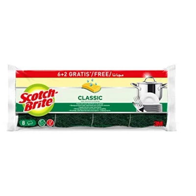 Afbeelding van Scotch Brite Classic Cellulose Scrub Sponge, 6+2 gratis stuks in verpakking