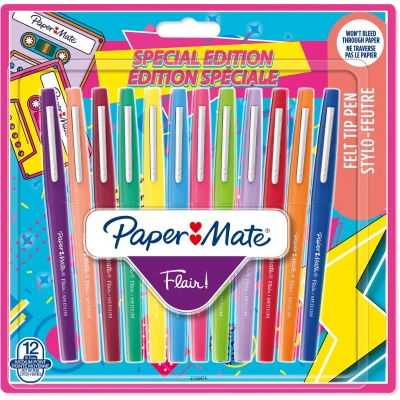Afbeelding van Fineliner Paper Mate Flair retro assorti 1.0mm blister à 12 stuks