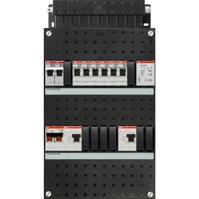Afbeelding van ABB groepenkast 1 fase, 6 groepen, 2 Aardlekschakelaars P, fornuisgroep 2x230V, beltrafo, hoofdschakelaar P 40A