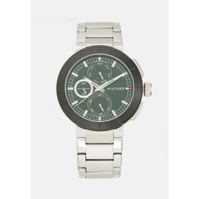 Afbeelding van Tommy Hilfiger Lorenzo Horloge silvercoloured/green/black, Heren, Maat: One Size, Silver coloured/green/black
