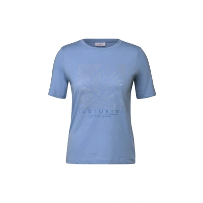 Afbeelding van Cecil MIT Schmucksteinen Tshirt print, Dames, Maat: XL, Blau