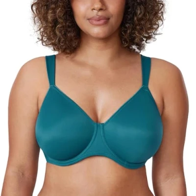 Afbeelding van DELIMIRA Minimizer beha Voor Dames Met Volledige Dekking Plus Size Niet gewatteerde Steun Borealis groen 85F