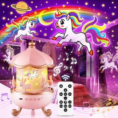 Afbeelding van One Fire Sterrenhemel projectorlamp, White Noise Machine Nachtlampje Kinderen, 12 kleurmodi, 6 films, projectorlamp voor slaapkamer, afstandsbediening, geluidsmachine, nachtlampjes, sterrenlicht, kamerdecoratie, cadeaus