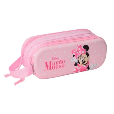 Afbeelding van Pennenetui met 2 vakken Minnie Mouse Roze 21 x 8 6 cm 3D