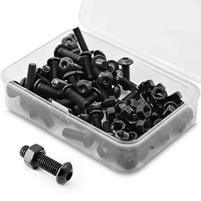 Afbeelding van M5 x 16 mm schroeven en moeren, set met halfronde kop, 10,9 graden gelegeerd staal, volledige schroefdraad