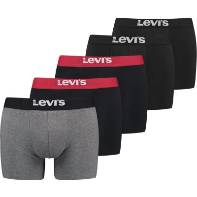 Afbeelding van Levi&#039;s Solid Basic 5ER PACK Onderbroeken, Heren, Maat: Medium, Black red grey