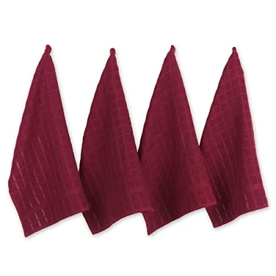 Afbeelding van DII Windowpane Vaatdoek Set, Katoen, Wijn Solid, 16x26