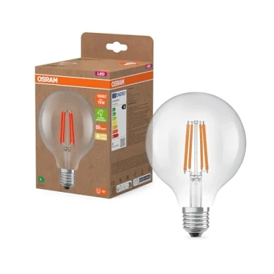 Afbeelding van Osram LED lamp in classic Edison shape, with decorative filament, energy efficiency class A, E27, 5 W, 1055 lm, 4000 K, cool white. 100% light straight away, no warming up. Low flickering