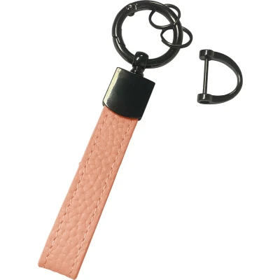 Afbeelding van Basey Sleutelhanger Leer Leren Met Ringen Lichtroze