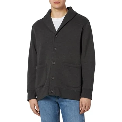 Afbeelding van Amazon Essentials Fleece Sjaalhalsvest voor heren, lange mouwen,Houtskool Hei,L
