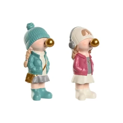 Afbeelding van Decoratieve figuren Home ESPRIT Roze Turkoois Gouden 8 x 10 20 cm (2 Stuks)