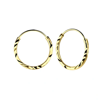 Afbeelding van JoyS Zilveren oorringen 16 mm diamond cut 14k goudplating