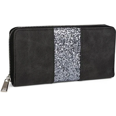 Afbeelding van styleBREAKER Portemonnee met omringende pailletten, rits, portemonnee, dames 02040056, kleur:Zwart
