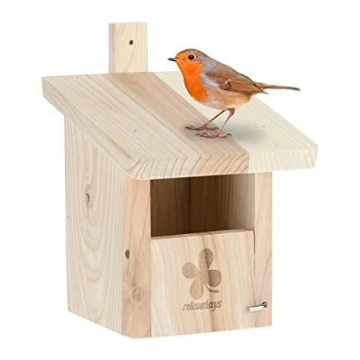 Afbeelding van Relaxdays nestkast voor halfholenbroeders, tuin &amp; terras, invliegopening HxB: 65 x 95 mm, vogelhuis dennenhout, naturel