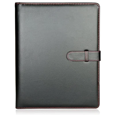 Afbeelding van H&amp;S A4 Portfolio Map met Ringband Mechanisme 40 Plastic Document Vakken Zwart Kunstleer Conferentiemap