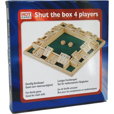 Afbeelding van Shut the Box Spel 4 spelers 10 cijfers 29x29cm. Hout