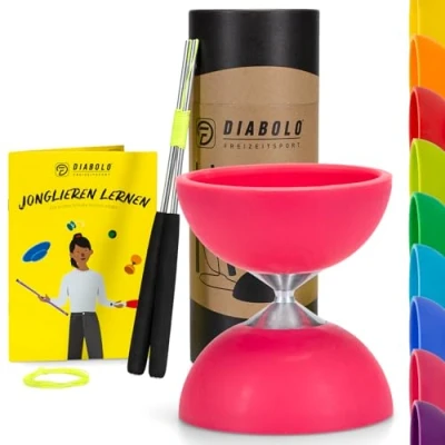 Afbeelding van Diabolo Freizeitsport Jongleerset Basic (roze) met aluminium handsticks, reservekoord, handleiding. Perfect voor kinderen, beginners en