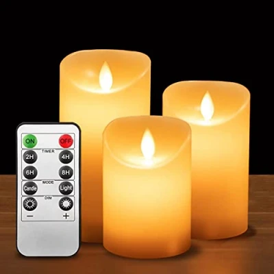 Afbeelding van ILEEDear Led kaarsen met vlam, zwaaiende set 3 (10 cm, 12,5 15 cm), kerstdecoratie, kerstlantaarns, voor binnen, warm wit