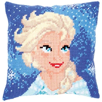 Afbeelding van Vervaco Kruissteekkussen: Elsa, acryl, assortiment, 15 x 1 cm