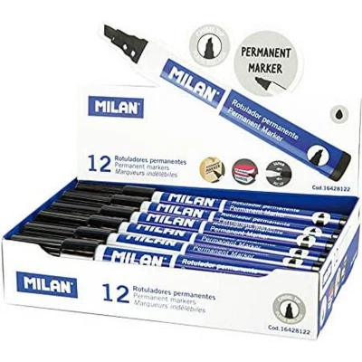 Afbeelding van Permanente markeerstift Milan 12 Stuks Zwart PVC