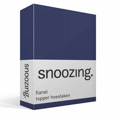 Afbeelding van Snoozing Flanel Hoeslaken Topper Tweepersoons 140x200 cm Navy