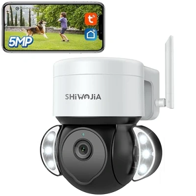 Afbeelding van INQMEGAPRO Outdoor draadloze WiFi bewakingscamera, 5MP PTZ buitencamera, tweerichtingsaudio Menselijke detectie, Tuya Smart Life beveiligingscamera, waterdichte IP66