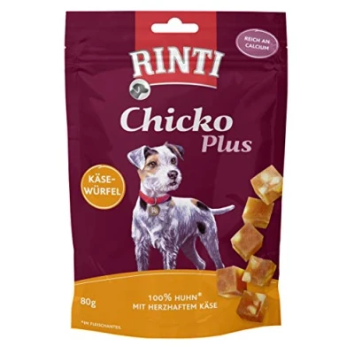 Afbeelding van RINTI Chicko Plus kaasblokjes met kip, 12 x 80 g