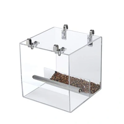 Afbeelding van Automatische vogelvoeding No Mess Bird Cage Pet Feeder Zaad Voedsel Container voor parkiet kanarievogel valkparkiet papegaai Fink Canaries acryl (16x16x16cm)