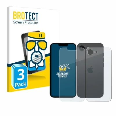 Afbeelding van BROTECT Screenprotector voor Apple iPhone 16e (Voor+Achter) Folie Beschermfolie Beschermglas matte (3 Stuks)
