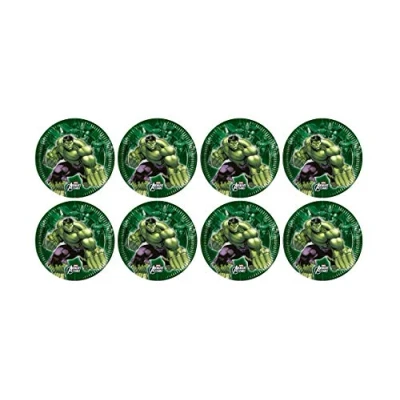 Afbeelding van ALMACENESADAN, 5121 Verjaardagsfeestje, verpakking met 8 papieren borden, 23 cm, licentie (Hulk)