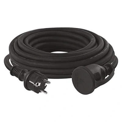 Afbeelding van EMOS IP44 verlengkabel 10m 1 geaarde stopcontact waterdicht, slagvast, temperatuur en oliebestendig 230 V, 16 A, 3680 W rubberen isolatie H07RN F3G 2,5 mm2 voor buiten zwart