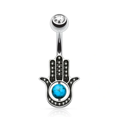 Afbeelding van Navelpiercing karma hand met steen