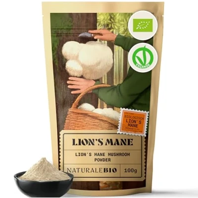 Afbeelding van NaturaleBio Leeuwenmanen poeder 100g 100% biologisch, veganistisch, glutenvrij, niet GMO Ondersteunt cognitieve functies, darm en immuunsysteem Gemakkelijk te huren