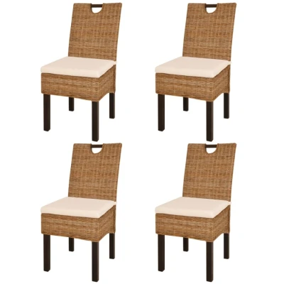 Afbeelding van Eetkamerstoel 4 st kubu rattan mangohout
